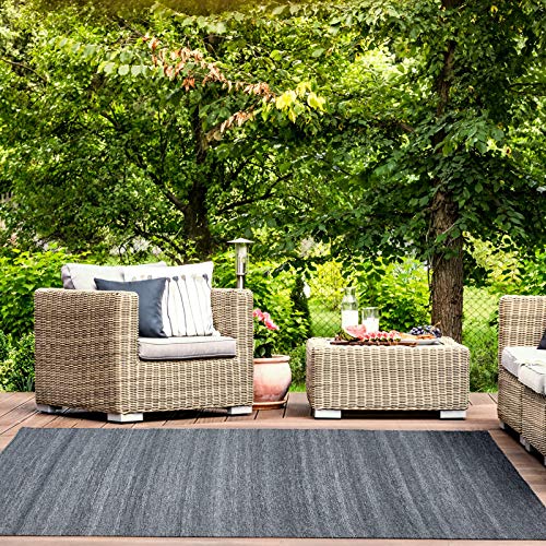 -LUXOR- living In- und Outdoor Teppich Bodo aus robusten Kunstfasern für drinnen und draußen, Farbe:Anthrazit, Größe:120 x 170 cm 703081 von -LUXOR- living