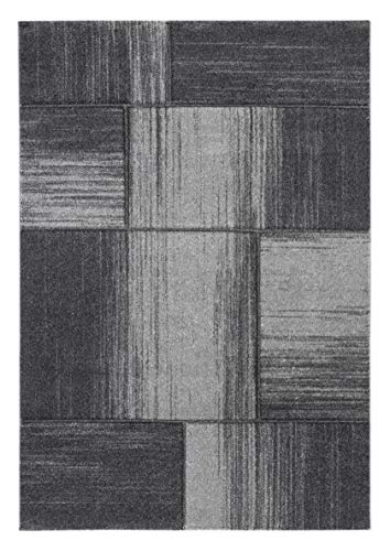 Luxor living Kurzflor Teppich Pallencia moderner Webteppich im Kästchendesign - 67x140 cm - grau von -LUXOR- living
