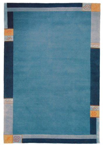 Luxor Living Nepal Teppich handgeknüpft blau Größe auswählen 60 x 90 cm von Luxor Living