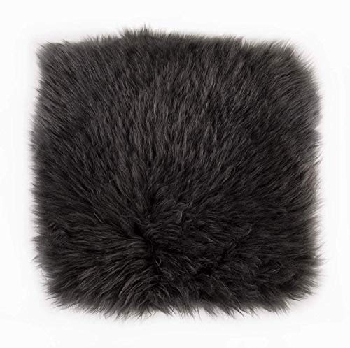 -LUXOR- living Sitzkissen Stuhl Echtfell, Flauschige Sitzauflage, Stuhlkissen, Lammfell Sitzkissen, Fell für Stühle, 34 x 34 cm Schwarz, 1 Kissen von -LUXOR- living