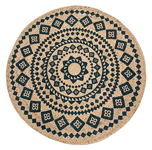 Luxor Living Teppich Mamda - Jute Teppich rund - auch geeignet als Teppich Schlafzimmer - nachhaltiger Boho Teppich beige - Teppich Läufer - Naturprodukt 80 cm rund Ornament von Luxor Living