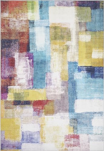-LUXOR- living Teppich Wohnzimmer Bonum im Vintage Design - Wohnzimmerteppich Teppich Kurzflor Digitaldruck in zeitlosem Design Bunt 120 x 170 cm von -LUXOR- living
