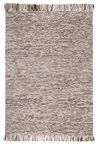 Luxor Living Webteppich Morton aus Wolle Fleckerl Teppich mit Fransen beige-braun, 170 x 240 cm von -LUXOR- living