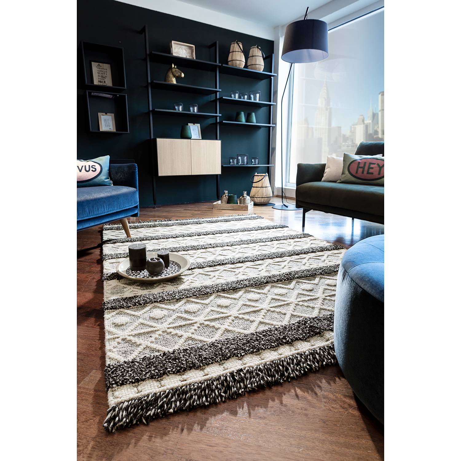 Luxor living Wollteppich Fano Creme/Schwarz Rechteckig 160x230 cm (BxT) Wolle von Luxor living