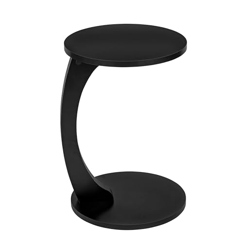 Luxora® Beistelltisch C Form mit Rollen, Runder Sofatisch in Schwarz, Kleiner Side Table, einsetzbar als Couchtisch, Telefontisch, Betttisch, Laptoptisch und Kaffeetisch (Schwarz) von Luxora