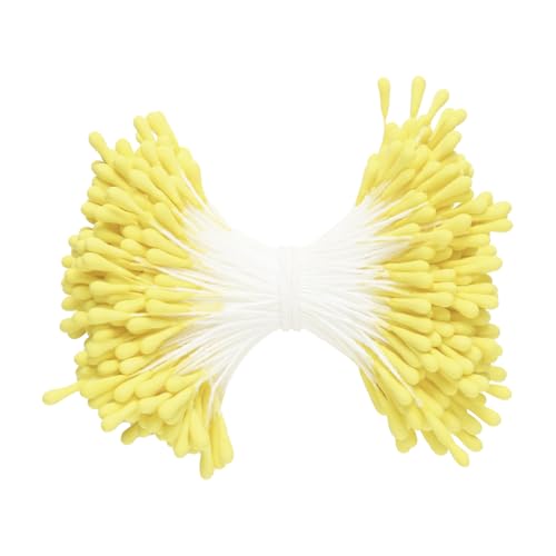 Luxoraiova 380 Stück Pfeifenreiniger Blumen Staubblatt – DIY Blütenstempel für Kunstblumen, Tulpen Lilien, Hochzeitsdekoration, Zuckerblumen, Bastelbedarf für Kinder Erwachsene (Hellgelb 3mm x 6cm) von Luxoraiova
