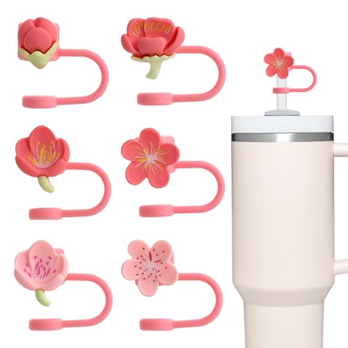 Luxoraiova 6 Stück Strohhalm Abdeckungen für Stanley Cup Zubehör – 10mm Strohhalm Abdeckung aus Silikon, staubdicht & recycelbar – Silikonhülle Zubehörset Strohdeckel (Cups nicht enthalten) von Luxoraiova