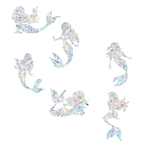 5 Sätze Meerjungfrau Regenbogen Prisma Elektrostatische Aufkleber Wandaufkleber Prisma Klebeaufkleber Fenster Schlafzimmer Reflektierende Aufkleber Cartoon Meer 6 Stück * 5 von Luxshiny