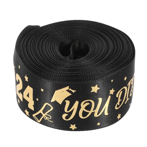 Luxshiny 1 Rolle Verpackungsband Für Die Abschlusssaison Party-kulisse Hintergrundvorhang Mit Quasten Wickelband Gold Herzlichen Glückwunsch Grad Band Spiegel Fotokabine Polyester Black von Luxshiny