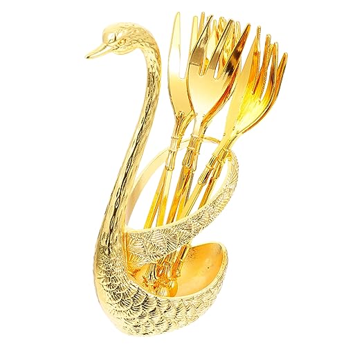 Luxshiny 1 Satz Goldene Obstgabeln mit Ständer Teiliges Set Multifunktionale Esslöffel für Küche und Dessert für Kaffee Tee und von Luxshiny