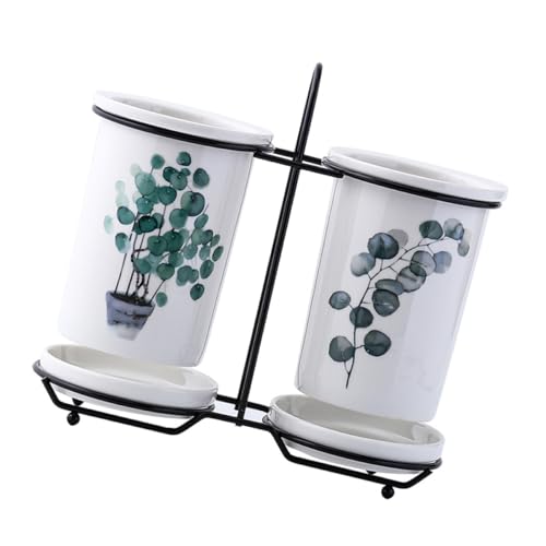 Luxshiny Multifunktionaler Essstäbchenhalter aus Keramik und Stilvolles Abtropfregal für Besteck und Küchenutensilien für Esstische und Haushaltsorganisation von Luxshiny