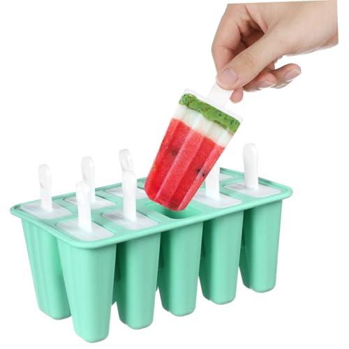 Luxshiny 1 Stück Eisformen Am Stiel Fach Silikon Eiscreme Mold mit Deckeln und Stielen Praktische Eisformen für DIY Popsicles Geeignet für Eiswürfel und Joghurt Grün von Luxshiny