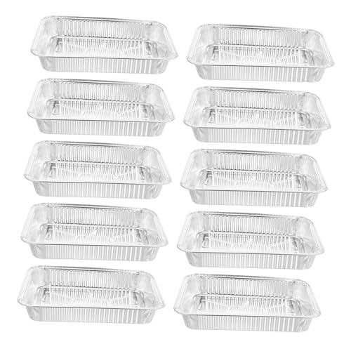 Luxshiny 10 Stück Einweg Aluminiumfolien Pfannen Hitzebeständige Bratpfannen für BBQ Ofen und Mikrowelle Praktische Tinfoil Box für Haushalt und Outdoor Einsätze von Luxshiny
