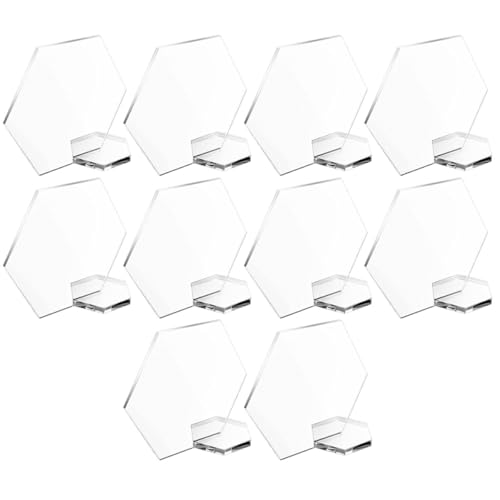 Luxshiny 10Stücke Leere Acrylschilder mit Standfuß Sechskant Tischnummern für Hochzeiten Partys und Wiederverwendbare Beschreibbare Tafel für Kreative Anlässe von Luxshiny