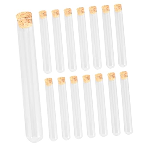 Luxshiny 15 Stück Teiliges Glas-reagenzgläser mit Holz-korken Runde Bodenform Robuste Labortestbehälter für Wissenschaftliche Experimente Transparente Probenröhrchen für Analyse und von Luxshiny