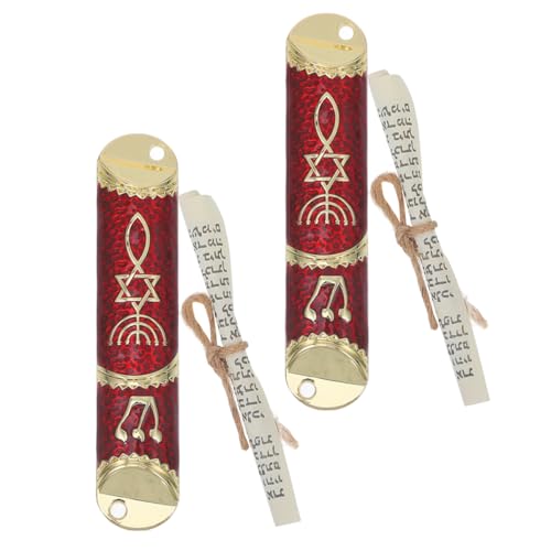 Luxshiny 2 Satz Jüdische Mesusa aus Metall mit Koscherer Schriftrolle Türdekoration für Zuhause zur Einweihung Luxshiny 2 Satz Jüdische Mesusa aus Metall mit Koscherer Schriftrolle Türdekoration für Zuhause zur Einweihung von Luxshiny