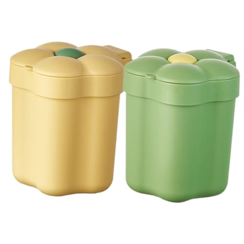 Luxshiny 2 Stück Blumenförmiger Mülleimer Kleiner Desktop Abfalleimer mit Deckel für Büro Schlafzimmer und Bad Lustiger Dekorativer Abfallbehälter für Zuhause und Unterwegs von Luxshiny