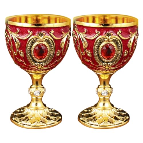 Luxshiny 2 Stück Kelch Kelch Messing Weinkelch Mittelalterlicher -Becher Gotisches Trinkgefäß Aluminium Heiliger Gral Trinkbecher Vintage-Buddha-Wasseropferbecher Metall von Luxshiny