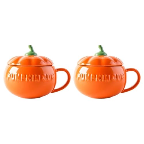 Luxshiny 2 Stück Kürbis-Keramik-Suppenschüssel Porzellan Kürbisform Zucker Dessert Schüssel mit Deckel Keramik Geschirr für Halloween von Luxshiny