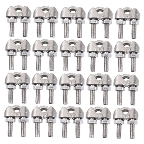 Luxshiny 20 Stück Drahtseil Klemmen Robuste Kabelclips für Möbel Flaggen Fitnessgeräte und Installieren und Wiederverwendbar von Luxshiny