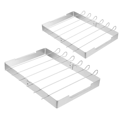 Luxshiny 2satz Edelstahlspießhalter Zusammenklappbar Für Camping Und Ausflüge Wiederverwendbare Grillspieße Stabile Basis Schnelle Einrichtung Für Garten-grillpartys von Luxshiny