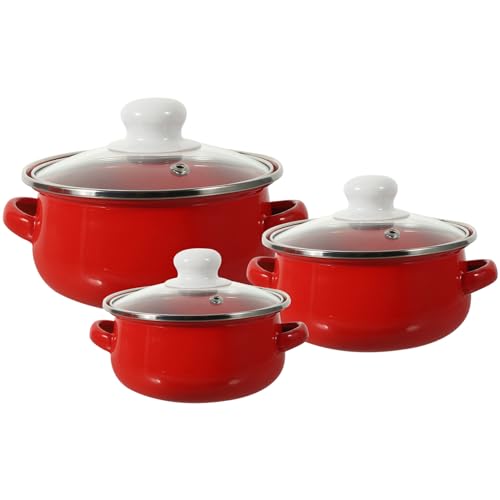 Luxshiny 3stücke Emaille Kochtopf Teilig Mit Doppelten Griffen Für Babybrei Saucen Desserts Und Instantnudeln Geeignet Für Elektro Und Induktionsherde Leicht Zu Reinigen von Luxshiny