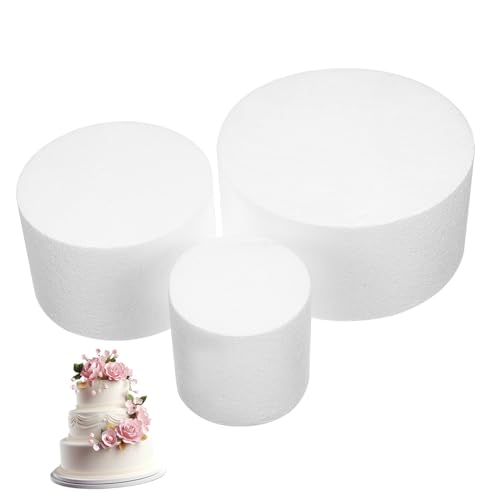 Luxshiny 3stücke Rundes Tortenmodell Schaumstoff Torten Dummies ø Für Kuchendekoration DIY Hochzeits Geburtstagstorten Leicht Vielseitig von Luxshiny