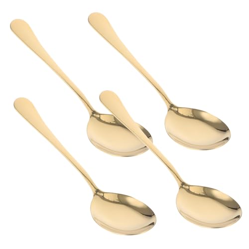 Luxshiny 4 Stück Edelstahllöffel Strapazierfähiges Serviergeschirr Party-servierutensilien Utensilien Buffet Große Servierutensilien Löffel Servieren Haushaltslöffel Golden Rostfreier Stahl von Luxshiny