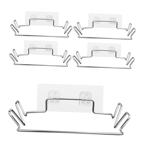 Luxshiny 5 Sätze Edelstahl Müllsackhalter Wandmontage ohne Bohren Platzsparender Müllbeutelhalter für Küchen Schranktüren Hohe Tragkraft Praktischer Abfallbeutel Organizer von Luxshiny