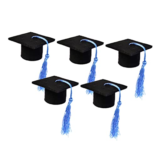 Luxshiny 5 Stück Doktorhutdekoration Abschlussfeierzubehör 2020 Flasche Quasten Schlüssel Abschluss Hut Topper Mini Grad Hut Abdeckung Grad Kappe Mini-abschlusskappen- Blau von Luxshiny
