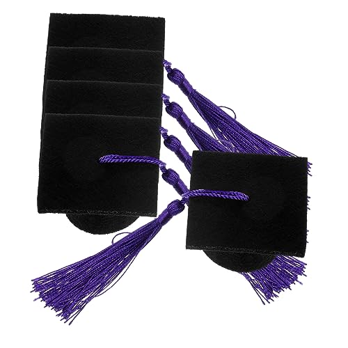 Luxshiny 5 Stück Doktorhutdekoration Graduierung Weinflaschendeckel Junggesellin Kleine Abschlusskappe Mini-Abschlusshut für Mini-Abschlusskappen- Doktorkappe Flaschenabdeckung Violett von Luxshiny
