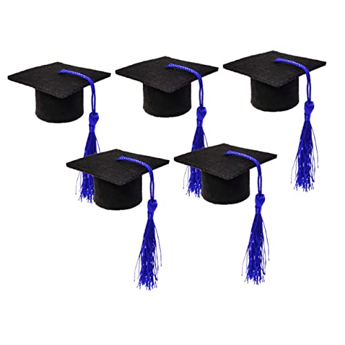 Luxshiny 5 Stück Doktorhutdekoration Quasten versteckt Stirnband für Abschlusskappen geformt Grad basteln Miniflasche mit Verschluss Doktorkappe Flaschenabdeckung Mini-Abschlussquaste Blau von Luxshiny