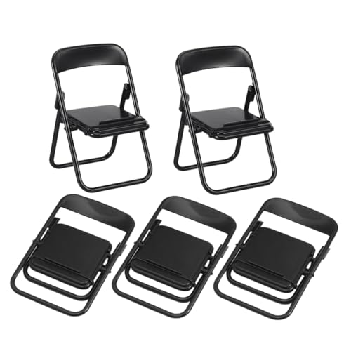 Luxshiny 5 Stück MINI STUHR-förmiger Mobilfunkhalter drinnen Miniatur Blau winzig Klappstuhl Mehrzweck Mini-Stuhl-Modell Mini-Möbelmodell Handyhalter Mini-Hausverzierung Plastik Schwarz von Luxshiny