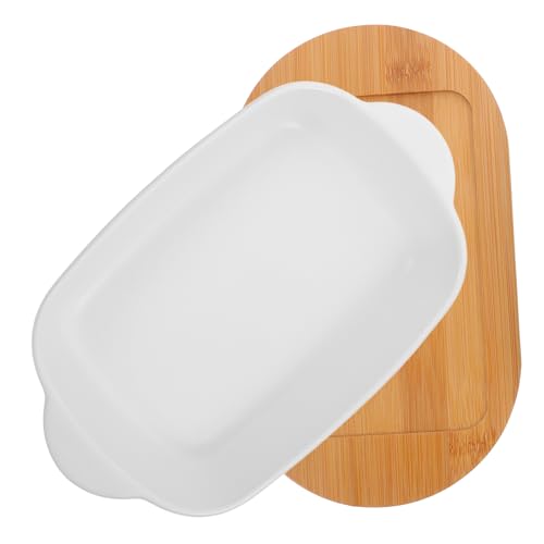 Luxshiny Amphora Quadratische Auflaufform Hausgemacht Geformt Klein Backen Rechteck Tablett Bratpfanne Backform Backschüssel Brot Backblech Backgeschirr Mit Griffen Bratplatte Weiß Hölzern von Luxshiny