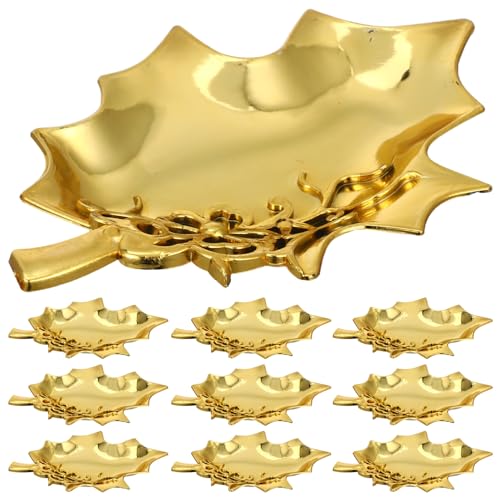 Luxshiny Blattgold Dekoratives Serviertablett 12 Stück Kunststoff Schmuckschale Ramadan Snackteller Wiederverwendbare Lebensmittelplatte Für Hochzeit Eid Mubarak Party von Luxshiny