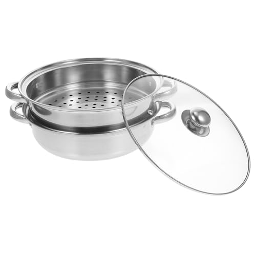 Luxshiny Doppelter Dampfgarer aus Dicker Multifunktionaler Dampftopf für Küche zum Dämpfen von Reis Gemüse Fisch und Kompatibel mit Verschiedenen Kochgeräten von Luxshiny
