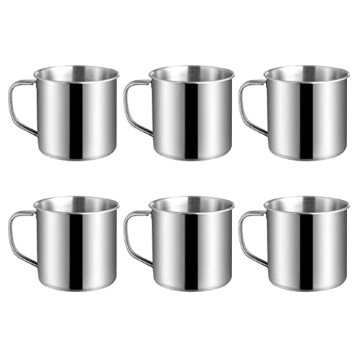 Luxshiny Edelstahl Espressotassen 6er Set - 170ml Kinderbecher Mit Griff Kleine Retro-Trinkbecher Kinder-Pintbecher Für Kleinkinder Und Erwachsene von Luxshiny