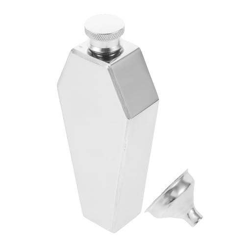 Luxshiny Edelstahl mit Trichter Auslaufsicherer Sarg für Whisky und Spirituosen Halloween Cosplay Deko Tragbare Mini Hip Flasche Geschenkidee für Reisen und Partys von Luxshiny