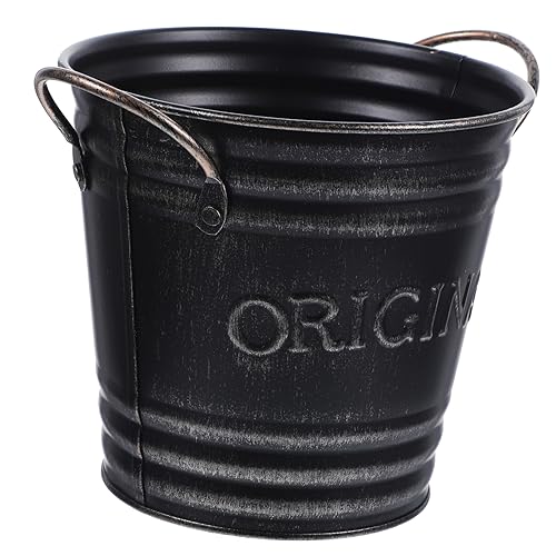Luxshiny Eisen Blumenkübel Vintage Schwarz Rustikaler Metallübertopf für Dekoration für Balkon Wohnzimmer Schlafzimmer und für Zuhause von Luxshiny