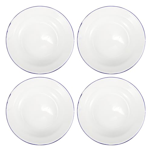 Luxshiny 4stücke Unzerbrechliche Emaille Teller Servierplatte Für Obst Pasta Salate Für Hochzeiten Familienfeiern Camping Hochwertige Langlebige Emailleware von Luxshiny