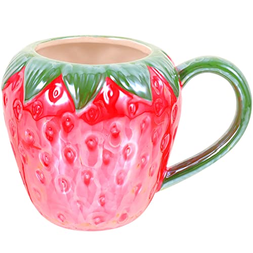 Luxshiny Erdbeer-Keramik-Kaffeetasse Porzellan-Erdbeer-Tasse Mit Henkel Süße Frucht Milch Getränkebehälter Paar Kaffeetasse Geschenk Für Mädchen Erdbeerliebhaber von Luxshiny