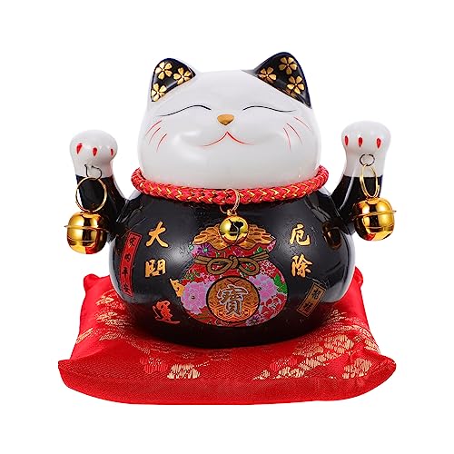 Luxshiny Glückliche Katzenverzierung Glücksstatuen Winkekatze Groß Porzellan Sparbüchse Maneki Neko Glückskatze Desktop-Spielzeug Heim Figuren Keramik Miniatur Zubehör Kind von Luxshiny