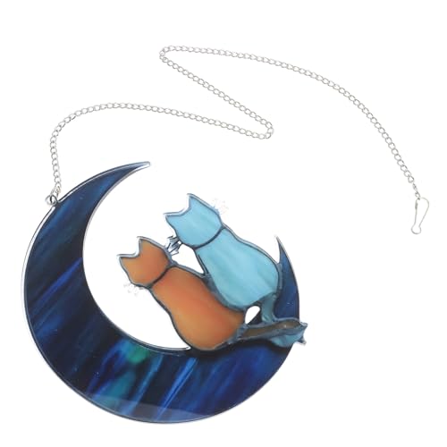 Luxshiny Katzenmond-fensterbehang Aus Kunststoff Hängendes Dekoratives Katzenornament Für Fenster Veranda Wohnzimmer Garten von Luxshiny