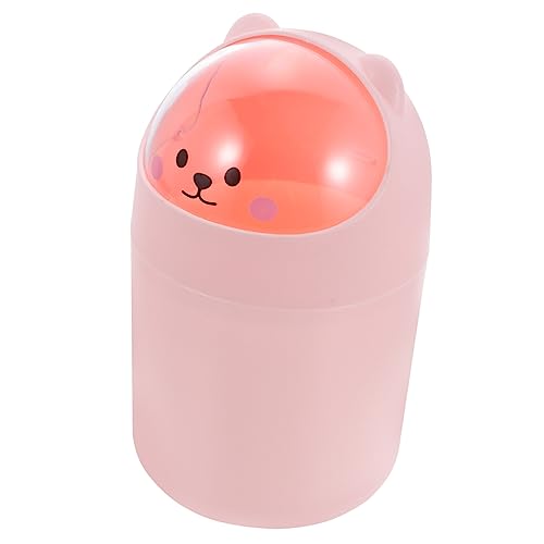 Luxshiny Kleiner Mülleimer für Schreibtisch Kunststoff mit Deckel für Büro und Schlafzimmer Süßes Design Platzsparend und Leicht zu Reinigen von Luxshiny