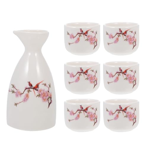 Luxshiny Sake Set: 5 Stück Japanische Kirschblüte Sake Tasse mit Warmwein Topf Set Traditionelle Tassen Weingläser Handwerk von Luxshiny