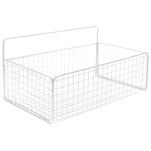 Luxshiny Küchenregal mit Hängekorb Praktischer Organizer für Küchenschränke Badezimmer und Großzügiger Stauraum Robust und Platzsparend Mittelgroß Weiß von Luxshiny