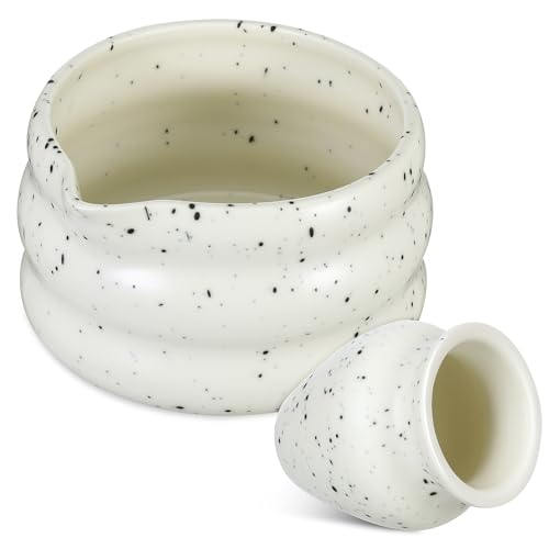 Luxshiny Matcha-Schüssel Und Schneebesenhalter-Set: Keramik-Matcha-Tee-Rührschüssel Mit Ausguss Schneebesenablage Für Anfänger – Weiß von Luxshiny