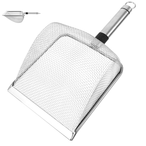 Luxshiny Metall Katzenstreuschaufel aus Edelstahl Langlebig und Robust mit Ergonomischem Griff und Großem Sieb für Katzenstreu Reinigung Kätzchen und Katzentoilette Komfortabel und von Luxshiny