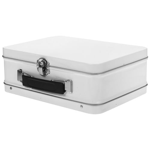 Luxshiny Mini-Kofferbox Kleiner Weißblechkoffer Vintage Dekorative Aufbewahrungsboxen Geschenkverpackung für Hochzeit Tafelaufsätze -Requisiten Dekoration Weiß von Luxshiny
