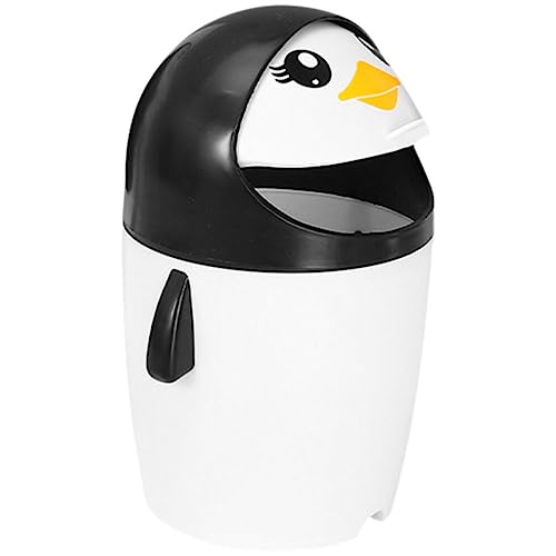 Luxshiny Mini-Desktop-Mülleimer Mit Schwingdeckel Süßer Kleiner Pinguin-Mülleimer Arbeitsplatte Kunststoff Winziger Papierkorb Müllbehälter Für Schreibtisch Auto Büro Weiß von Luxshiny